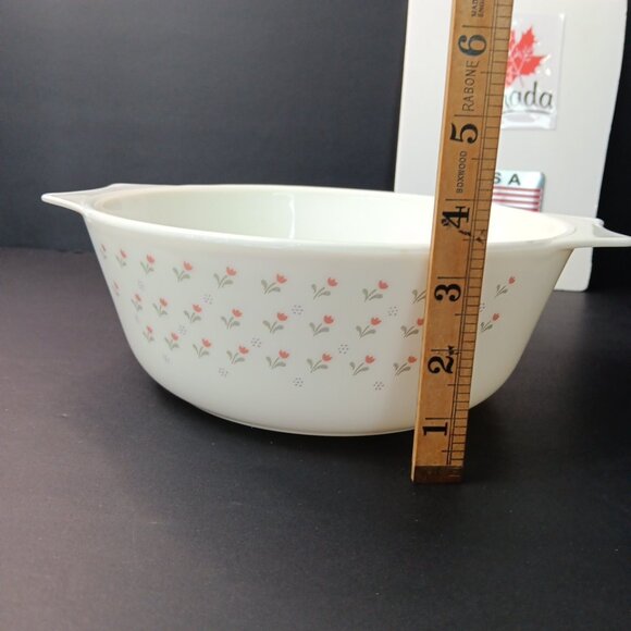 Vintage 80s Pyrex Laura Ashley Tulips Casserole Dish Made In England 9” - Picture 3 of 16